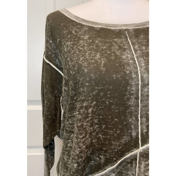 Democracy Womens Green Cotton Sweater Soft Unique Y2K Burnout Fall M Classic - Picture 3 of 14